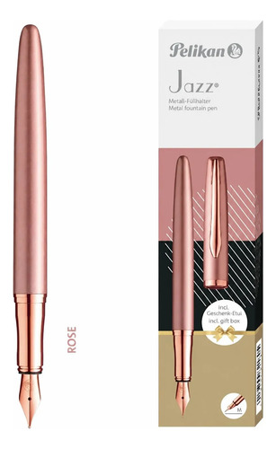Lapicera Pluma Pelikan Jazz Noble Tinta Azul Exterior Taupe Rose Azul
